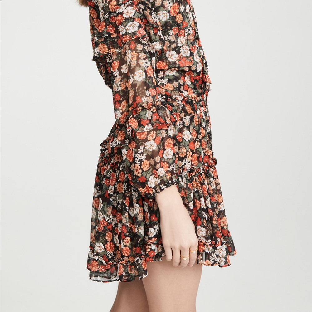 Misa Los Angeles Floral Mini Dress - Black and Red - Picture 3 of 6